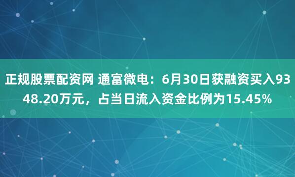 正规股票配资网 通富微电：6月30日获融资买入9348.20万元，占当日流入资金比例为15.45%